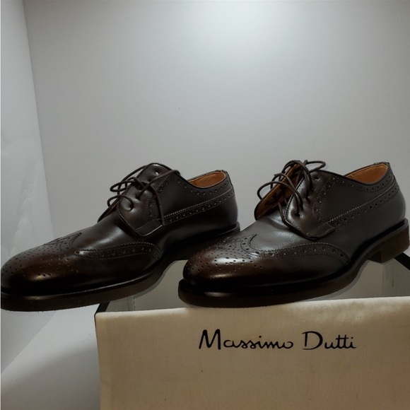 Massimo Dutti NIB Brown Brogue Leather Shoes size Eur 43/ US 10 - Picture 9 of 10